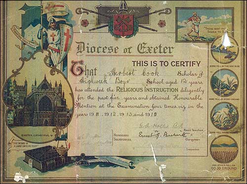Certificate presented to Herbert