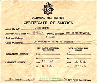 Fire Service Certificate