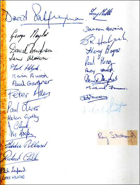 Current members signed inside the front cover