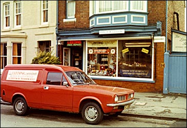 Leeding's van outside the shop in 1974