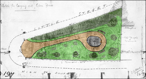 Plan of the garden drawn by the town surveyor Mr Madin