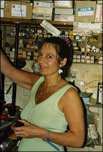 Veronica in the shop.