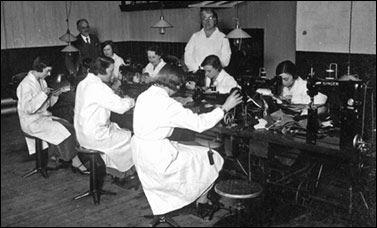 Girl students at the Boot and Shoe School