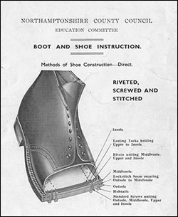 Illustration of the riveted, screwed and stitched method of shoe construction