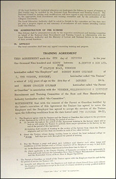 Photo of the first page of a training agreement