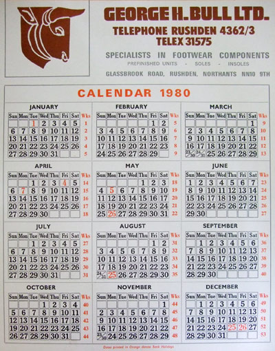 1980 calendar