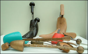 A selection of shoe trees to keep the shoes in shape