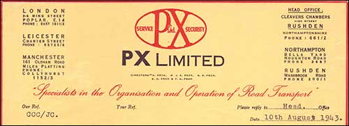 PX Ltd letterhead