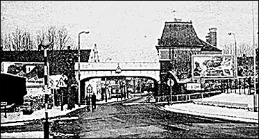 Photograph showing the railway bridge over the High Street in Rushden