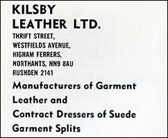 Advert for Kilsby Leather Ltd