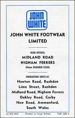 Advert for John White Footwear Ltd