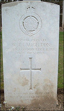 W Laughton's grave stone at Contay