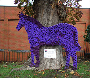 horse with purple poppies