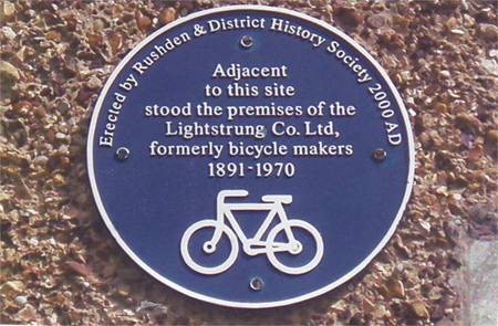 Plaque commemorating the Lightstrung cycle factory