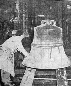 A bell sliding down the church steps