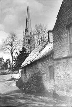 A closer view of the outbuildings & church