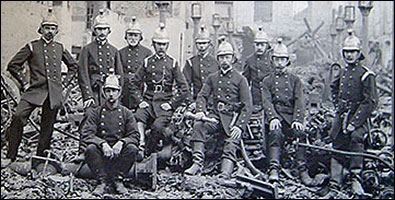 Picture of Rushden Volunteer Fire Brigade after the fire.