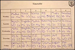 Jenny's Year 9 timetable