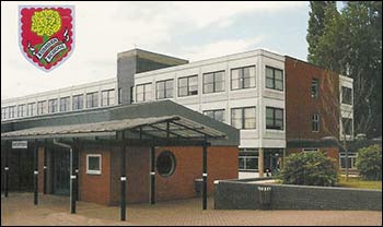 View of Rushden School Reception, and the school badge