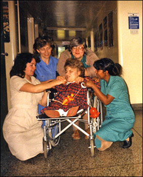 Staff in the corridor of Colton Ward