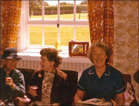Sister Gilman with visitors to Colton