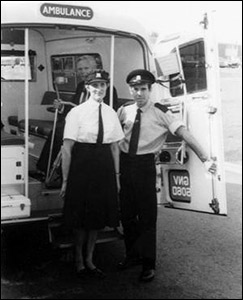 Rear view of the ambulance