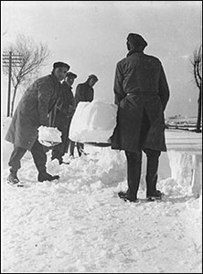 lifting a block of snow