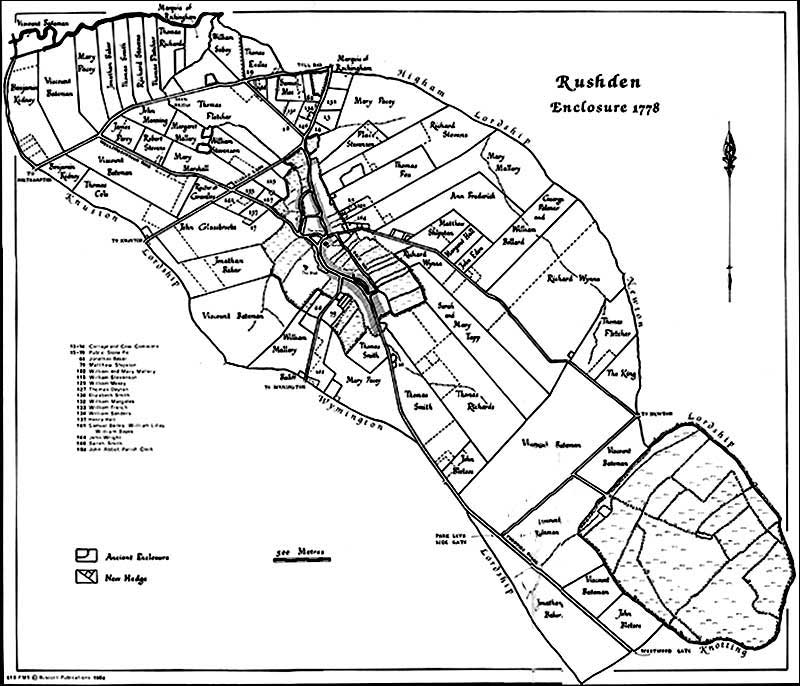 Enclosure map at 1778 showing plotholdings