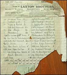 Laxton's seed invoice