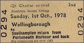 Train ticket, Wboro to Southampton