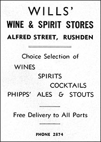 Advert for Wills' Wine & Spirit Stores