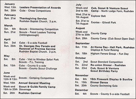 Inside of 1982 calendar