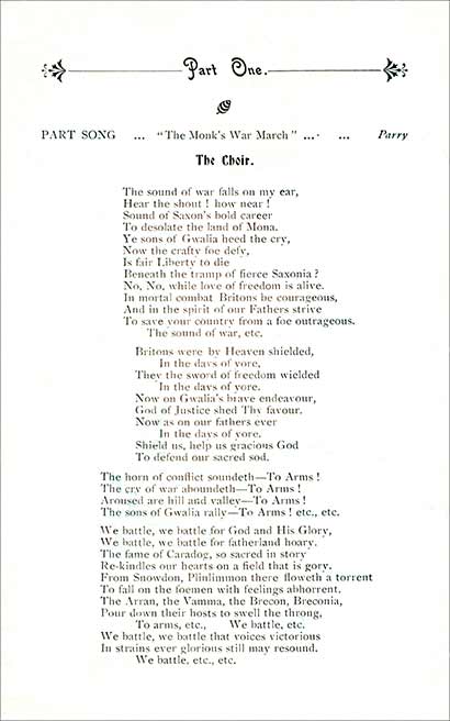 Page 2 of Concert Programme 1909