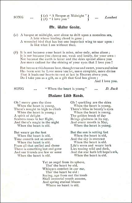 Page 3 of Concert Programme 1909