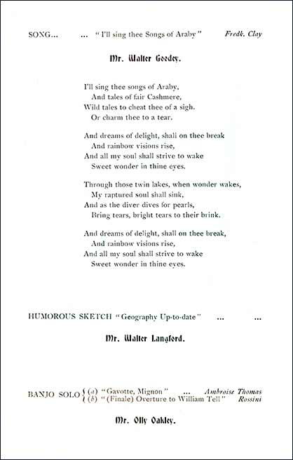 Page 7 of Concert Programme 1909