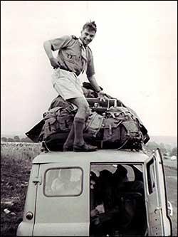 Pete unloading the gear