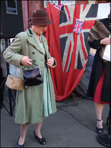 Wearing a wool coat and hat. 