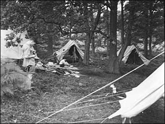 camping in the woods