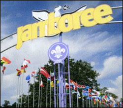 Entrance gateway with all the flags
