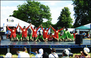 On the stage entertaining the crowds