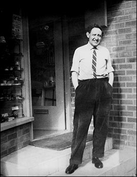 Theo Wheatcroft outside the shop.