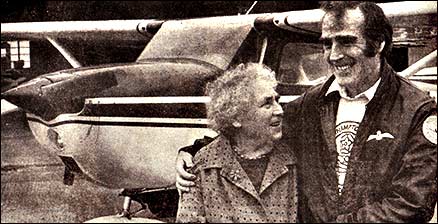 A happy Rose thanks pilot Bill Burnope of the Northamptonshire School of Flying for her trip.