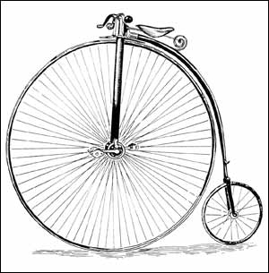 A penny farthing cycle