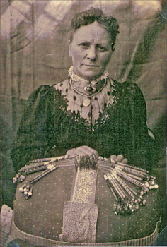 Sarah with her lace pillow