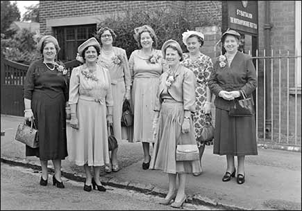 Wedding guests outside the Drill Hall