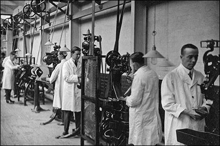 Students at work in the Boot and Shoe School 