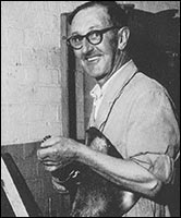 Reg Stokes at his machine.