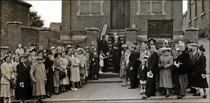 Outside the church in 1953
