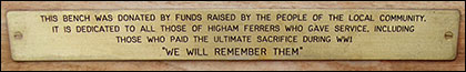 Plaque on the bench