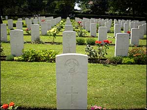 His gravestone in the foreground